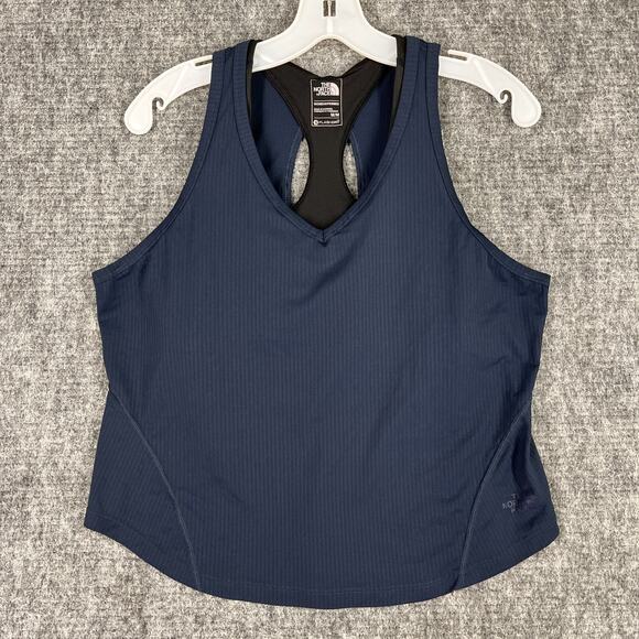 North Face Top Womens Medium Blue Tank Racerback Flash Dry Activewear Athleisure - Picture 1 of 9